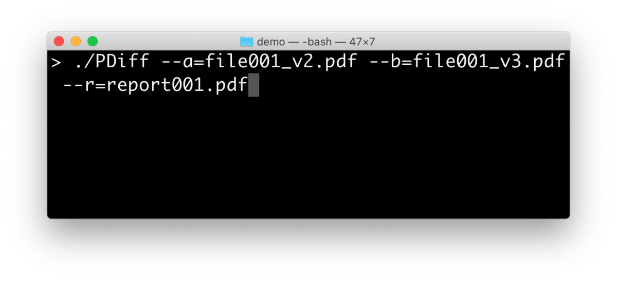 PDF comparison PDiff, Automation via command line interface