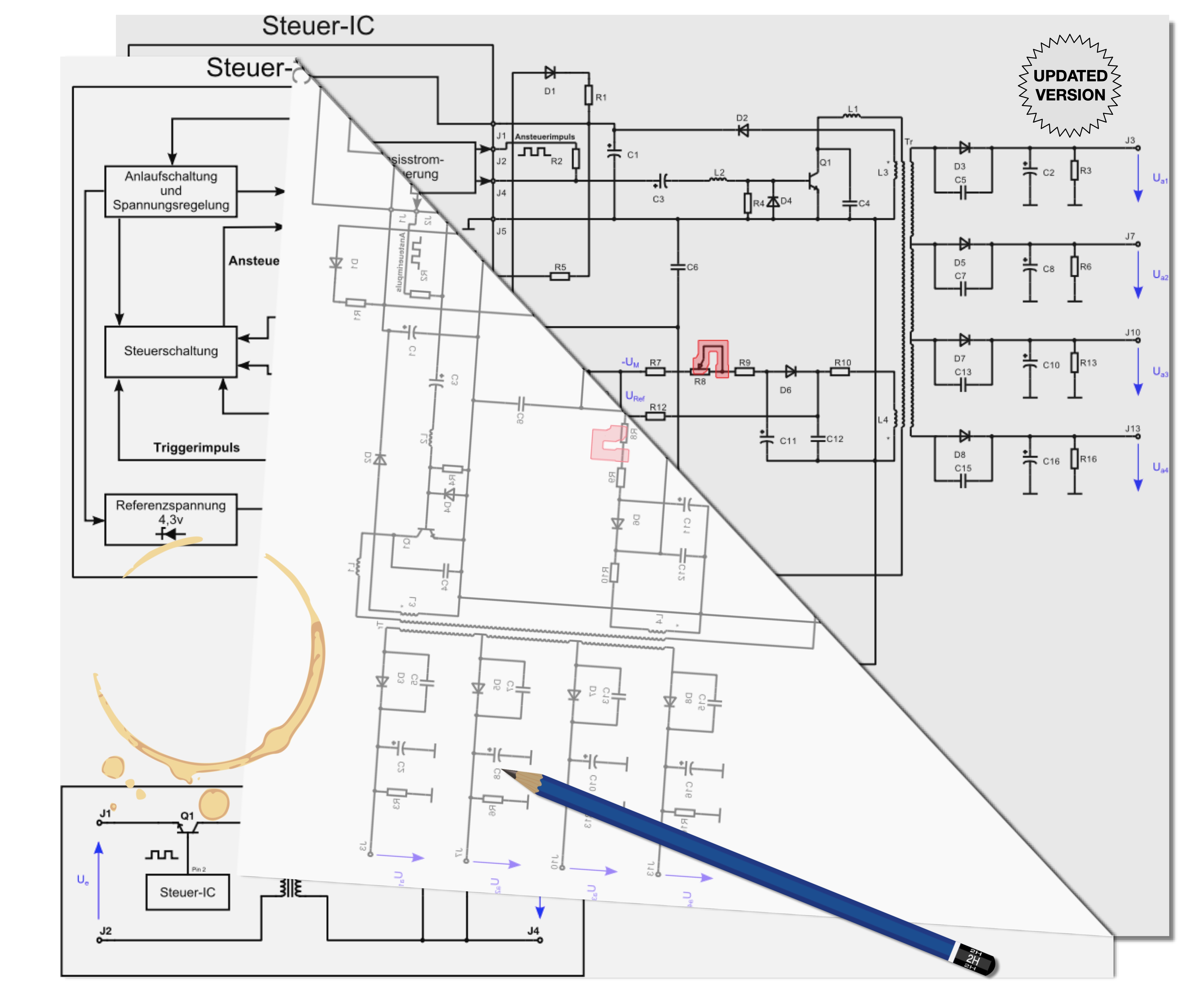 Comparison of circuit layouts with different revisions