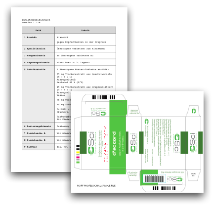 Texte mit PDF vergleichen, Beispiel Arzneimittelverpackungen