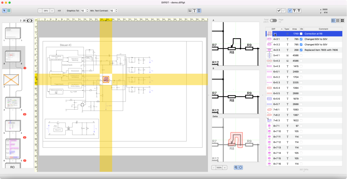 Diff GT 3.0: PDF-Vergleich für Schaltpläne, technische Zeichnungen, CAD