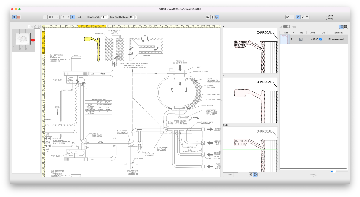 Diff GT 3.1: PDF-Vergleich für Schaltpläne, technische Zeichnungen, CAD-Konstruktionszeichnungen