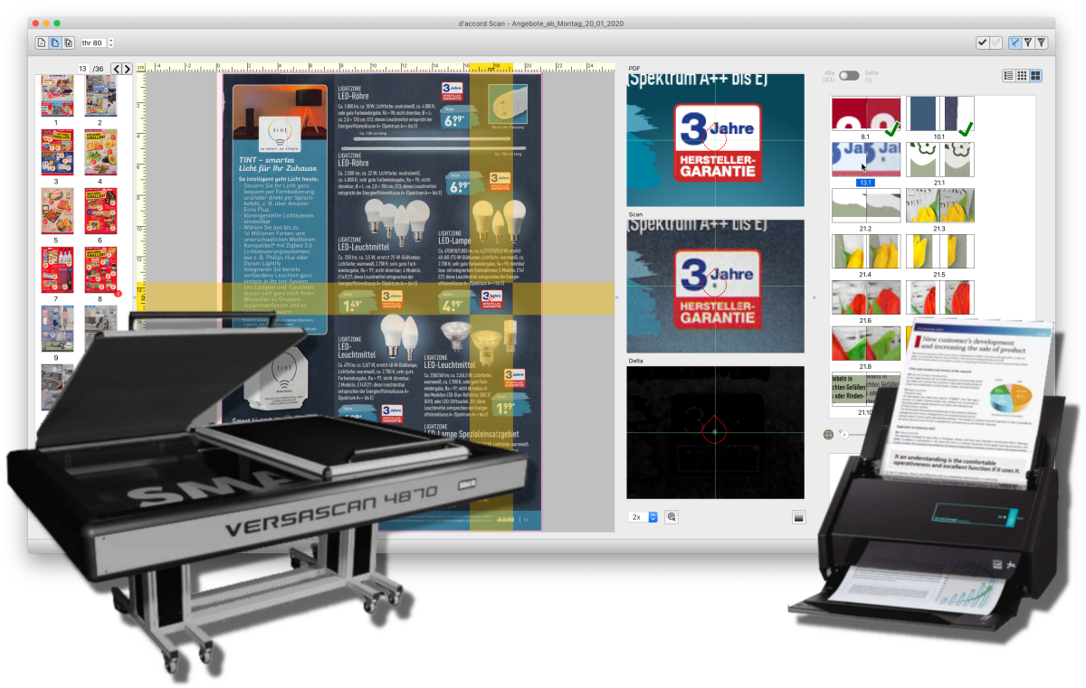 Druckbildkontrolle d'accord Scan: PDF mit Scans vergleichen