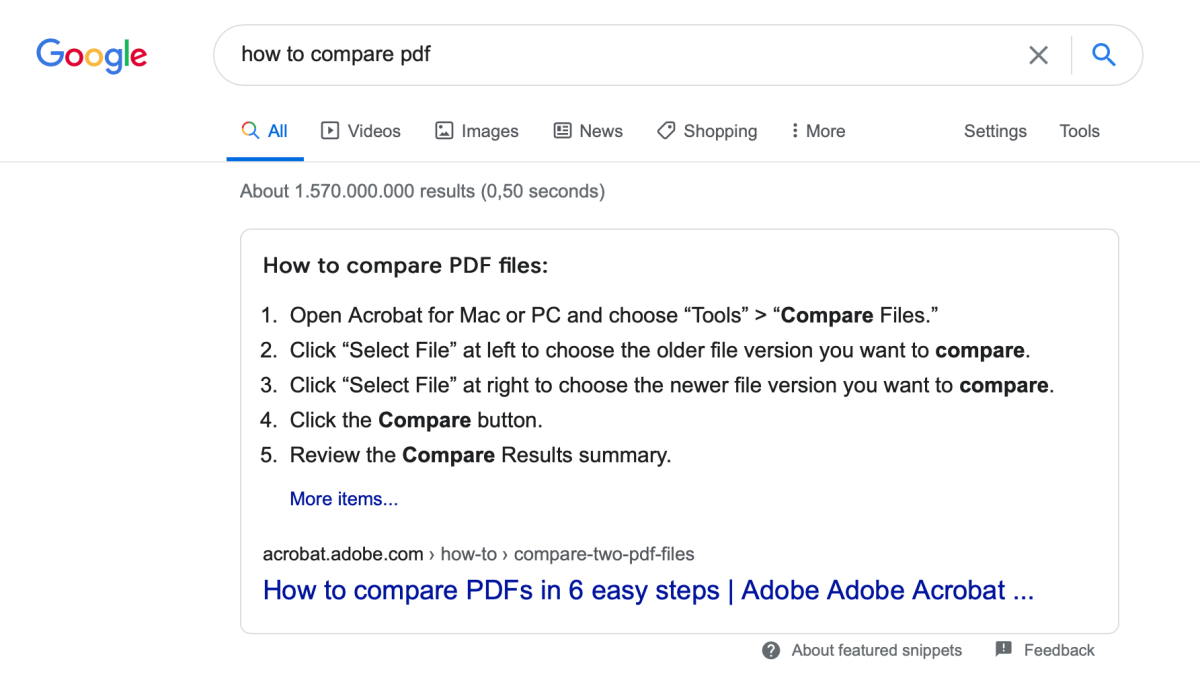Google's answer how to compare PDF
