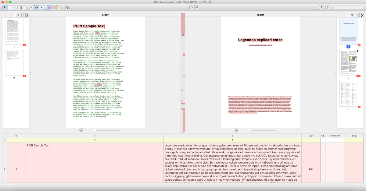 Ohne Seitenbereiche: Zusätzliche Seiten im Vorspann und Nachspann von PDF B erzeugen zahlreiche Unterschiede.